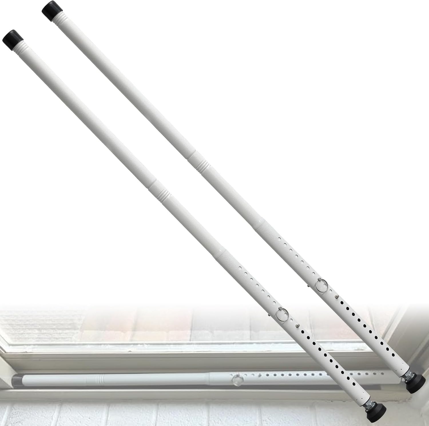 Adjustable Heavy Duty Sliding Door Security Bar 2 Pack - White - Childproof - Fits 16.5" to 51" - for Glass Patio Doors