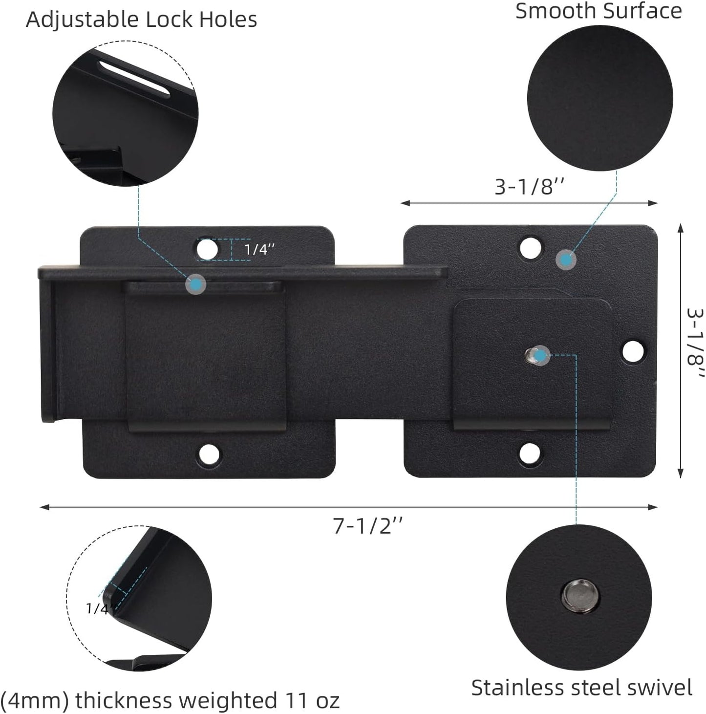 Adjustable Heavy Duty Steel Gate Latch Lock with Padlock Hole for Swing Open Doors - Ideal for Outdoor Gates, Fences, Barns, Sheds, Garages, and Yards - WildKart