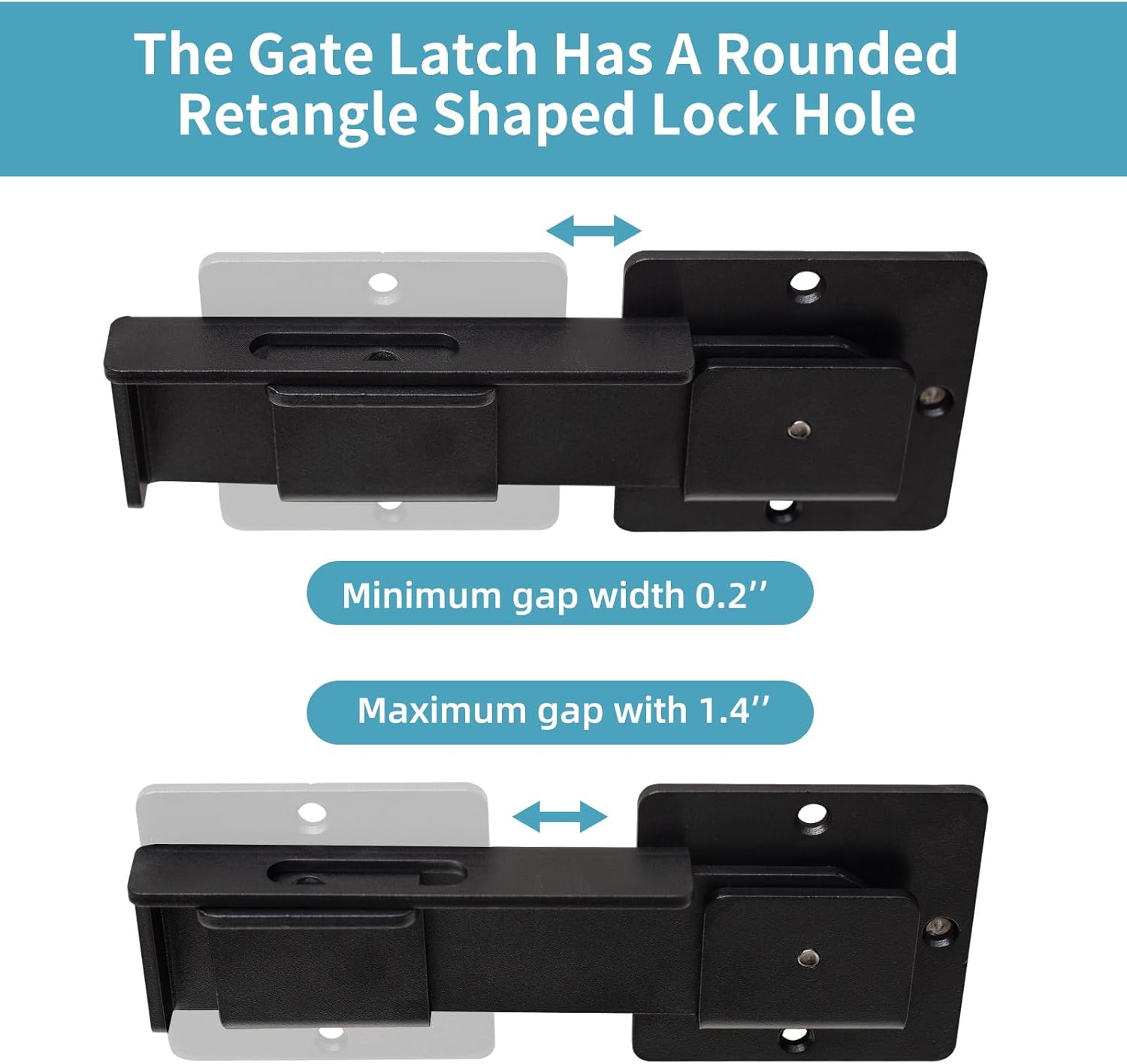 Adjustable Heavy Duty Steel Gate Latch Lock with Padlock Hole for Swing Open Doors - Ideal for Outdoor Gates, Fences, Barns, Sheds, Garages, and Yards - WildKart