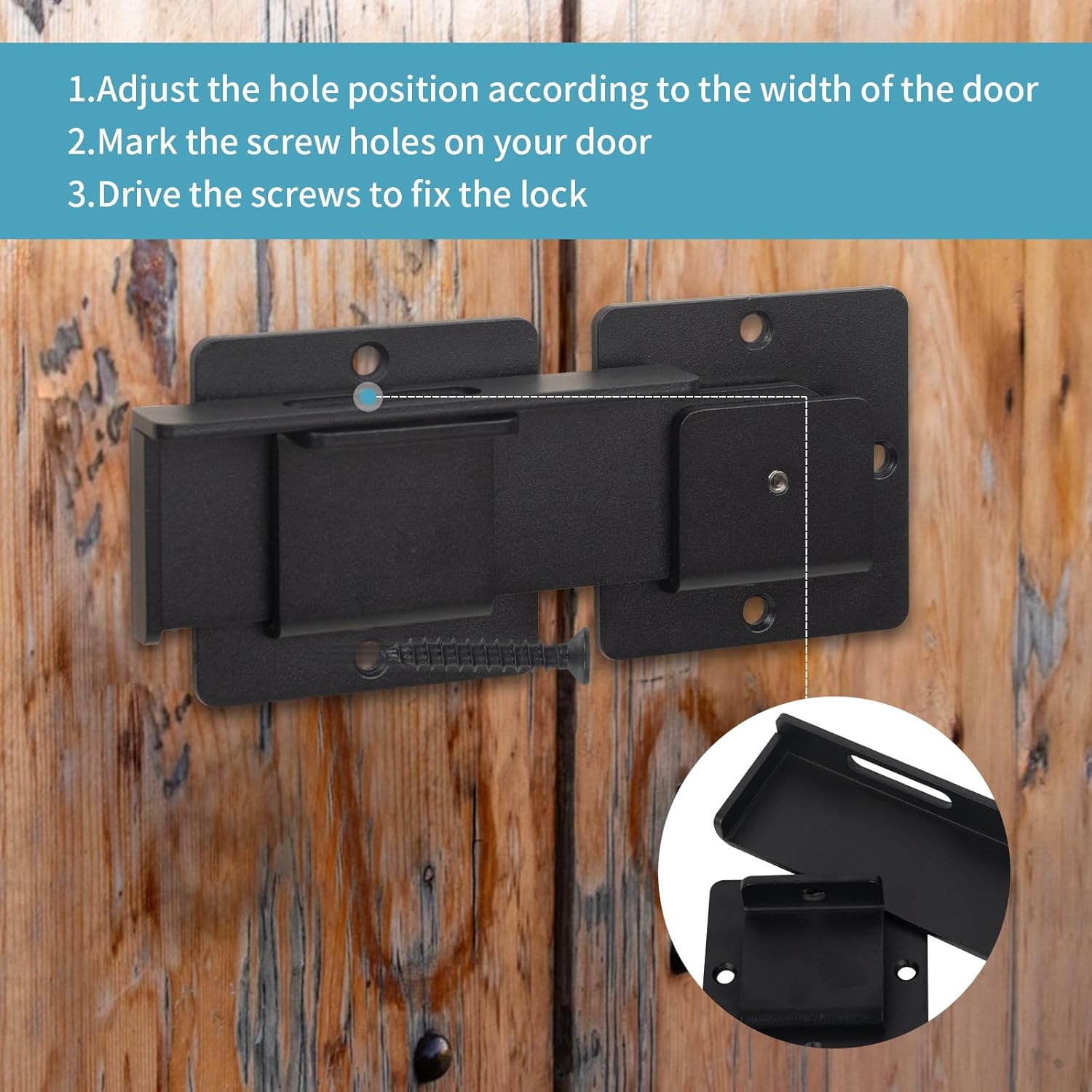 Adjustable Heavy Duty Steel Gate Latch Lock with Padlock Hole for Swing Open Doors - Ideal for Outdoor Gates, Fences, Barns, Sheds, Garages, and Yards - WildKart