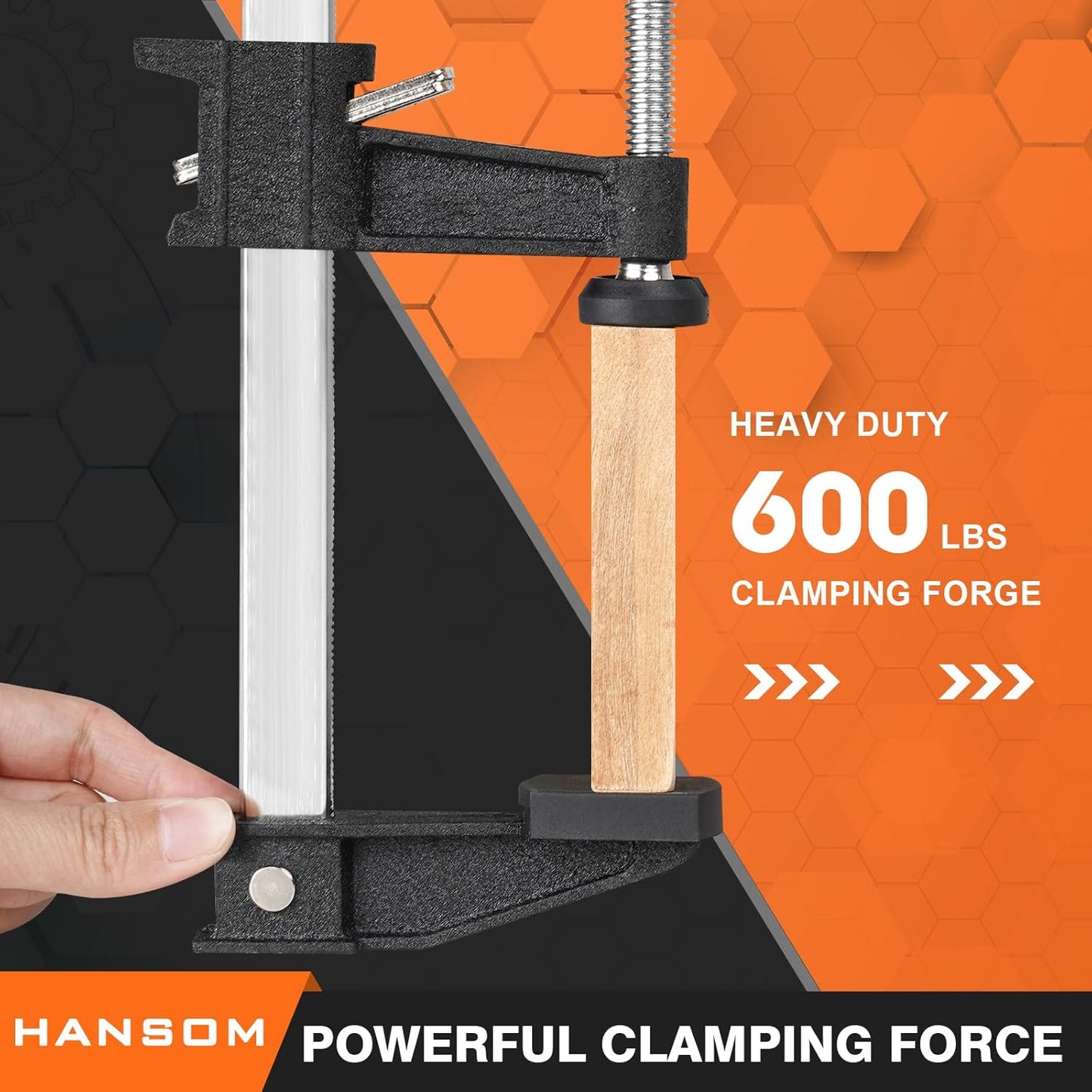 Adjustable Heavy Duty Woodworking Bar Clamps - 4-Pack 18 Inch Long, 600 Lbs Force, Quick Release, 2.5" Throat Depth