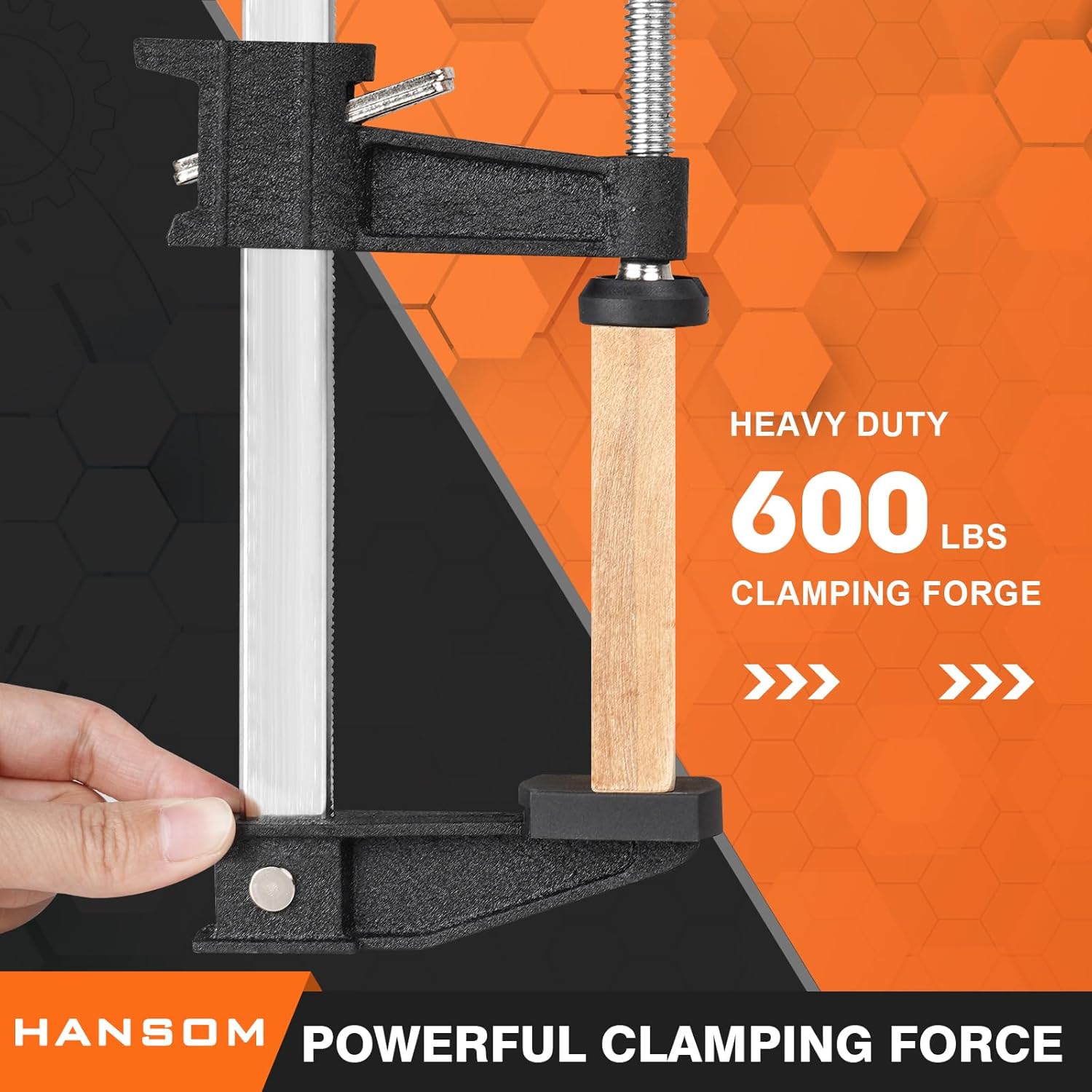 Adjustable Heavy Duty Woodworking Bar Clamps - 4-Pack 18 Inch Long, 600 Lbs Force, Quick Release, 2.5" Throat Depth