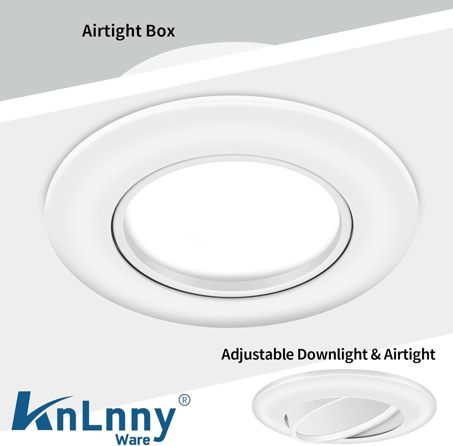 Adjustable KnLnny Ware 4-Inch LED Recessed Lights 4-Pack with Gimbal Eyeball, Junction Box, 5CCT Selectable, Airtight, 9W 750LM, Dimmable, ETL Listed
