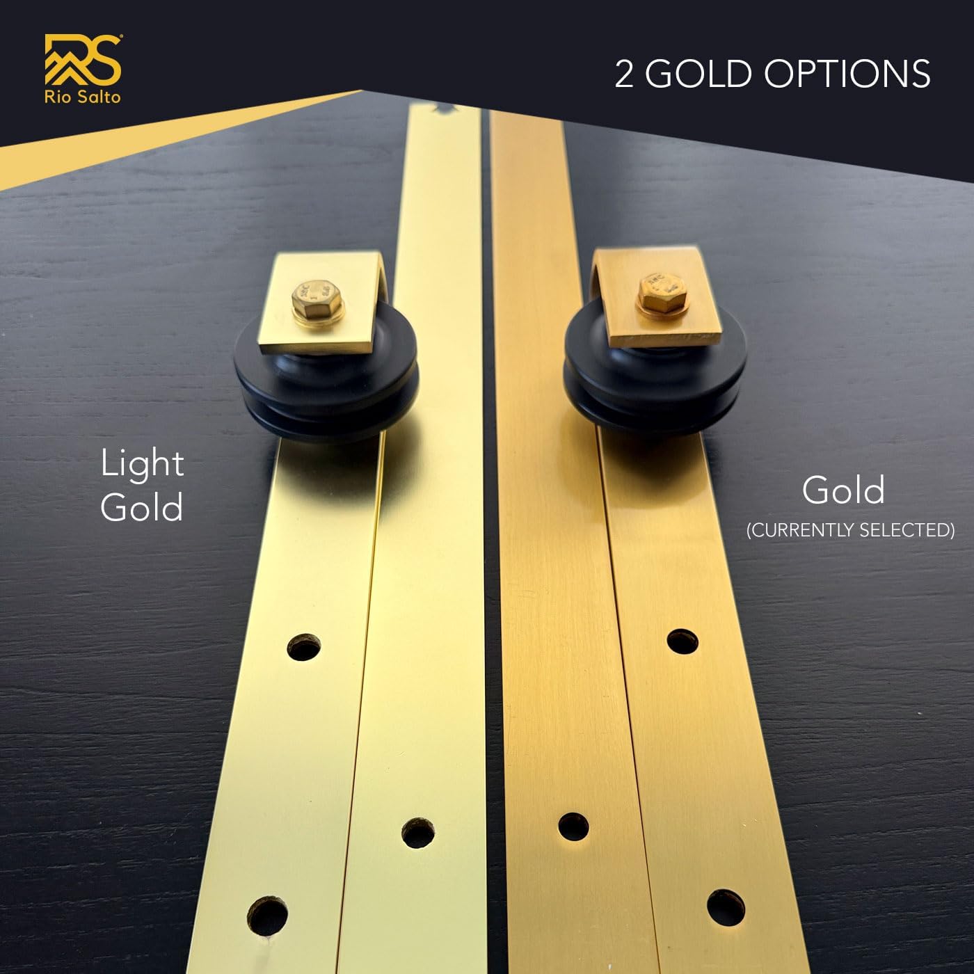 Adjustable Length Gold Barn Door Hardware Kit for Modern Interior Sliding Doors (39"-79") - 6.5ft Brushed Brass Panel Hardware for 1 Door - WildKart