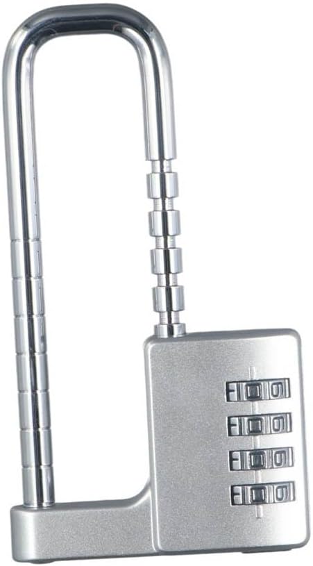 Adjustable Lengthened U-Shaped Lock with 4 Digit Combination - Portable Gym Locker Password Lock