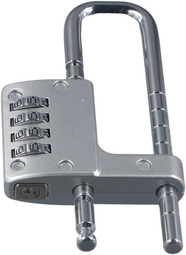 Adjustable Lengthened U-Shaped Lock with 4 Digit Combination - Portable Gym Locker Password Lock