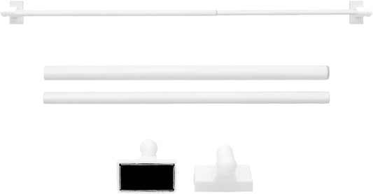 Adjustable Magnetic Curtain Rods for Metal Surfaces, Windows, Doors - 16 to 28 Inch 4 Pack - Easy Install Towel Bar - Multi-Use White Color