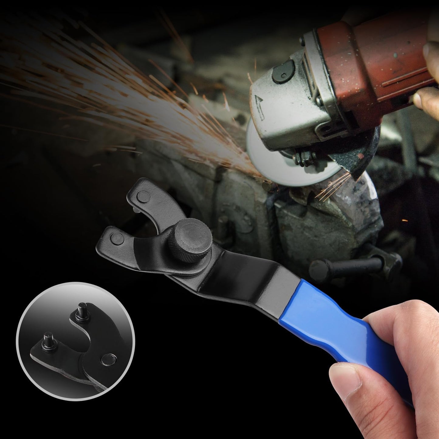 Adjustable Pin Wrench for Angle Grinder Machine - Grinder Spanner Wrench in Blue Color by KINMINGZHU