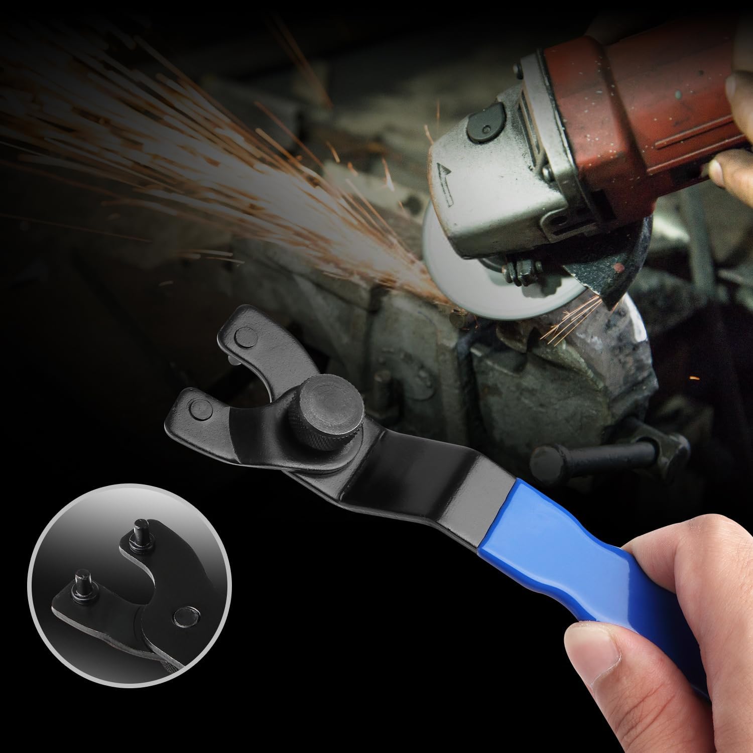 Adjustable Pin Wrench for Angle Grinder Machine - Grinder Spanner Wrench in Blue Color by KINMINGZHU
