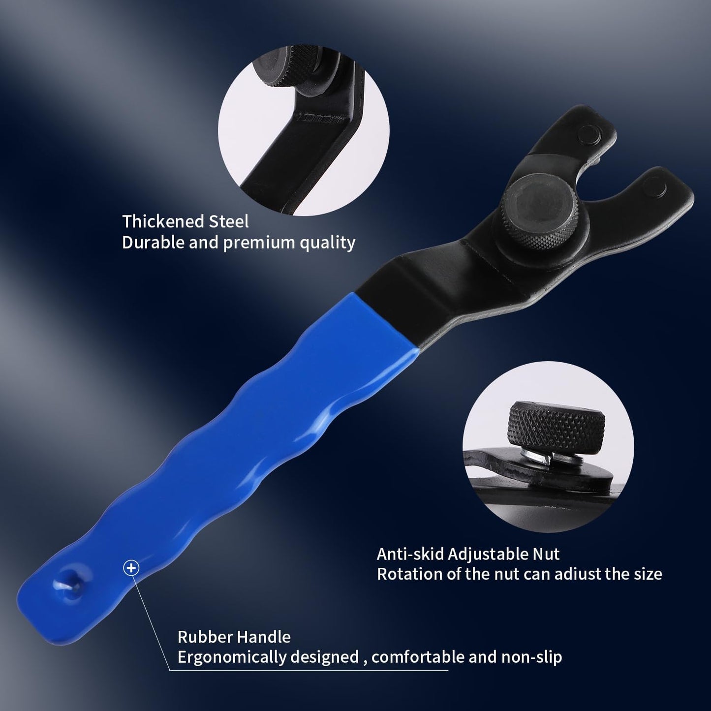 Adjustable Pin Wrench for Angle Grinder Machine - Grinder Spanner Wrench in Blue Color by KINMINGZHU
