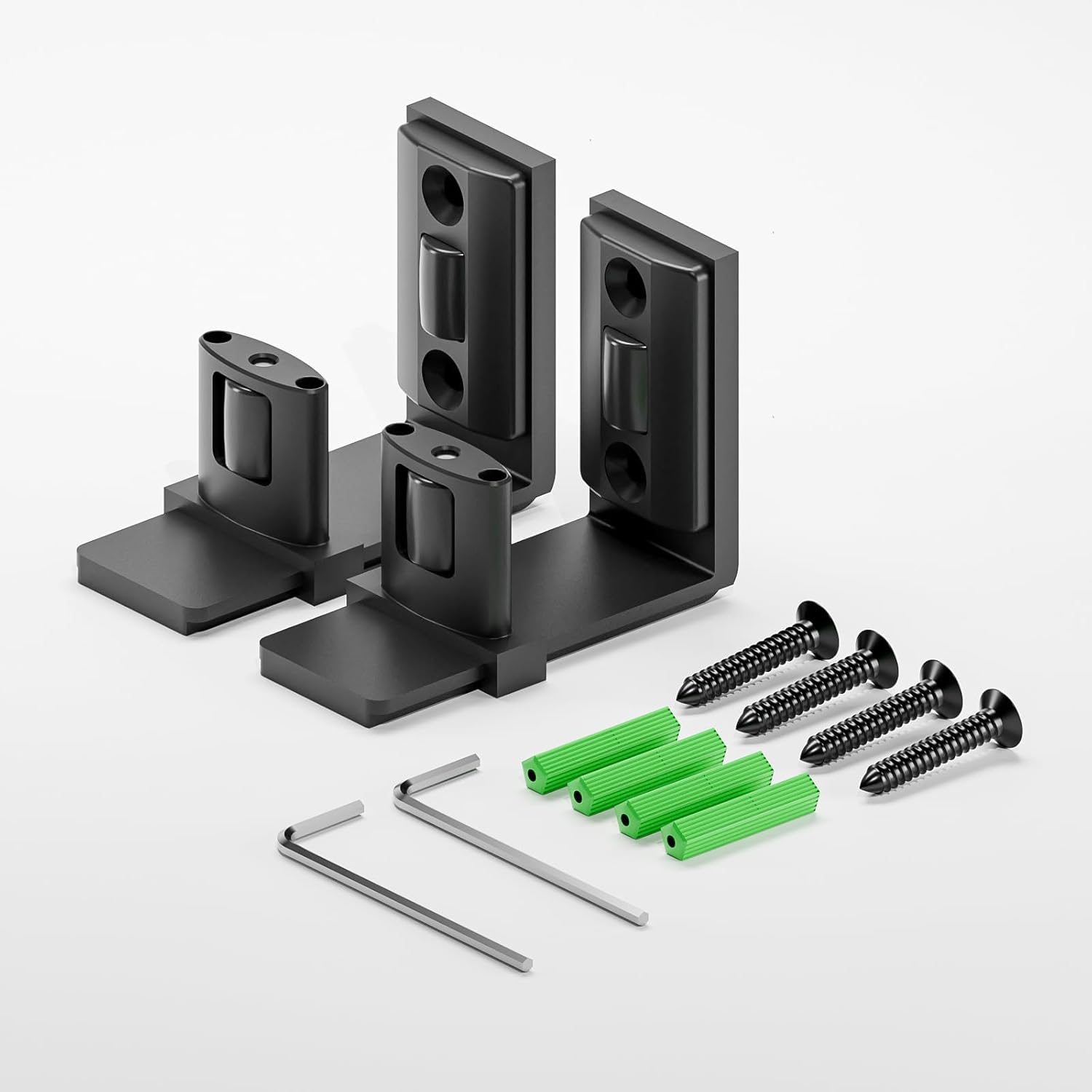 Adjustable Roller Sliding Barn Door Floor Guide for 2" Thick Doors - Easy Install, Wall Mount, Smooth & Quiet - Black