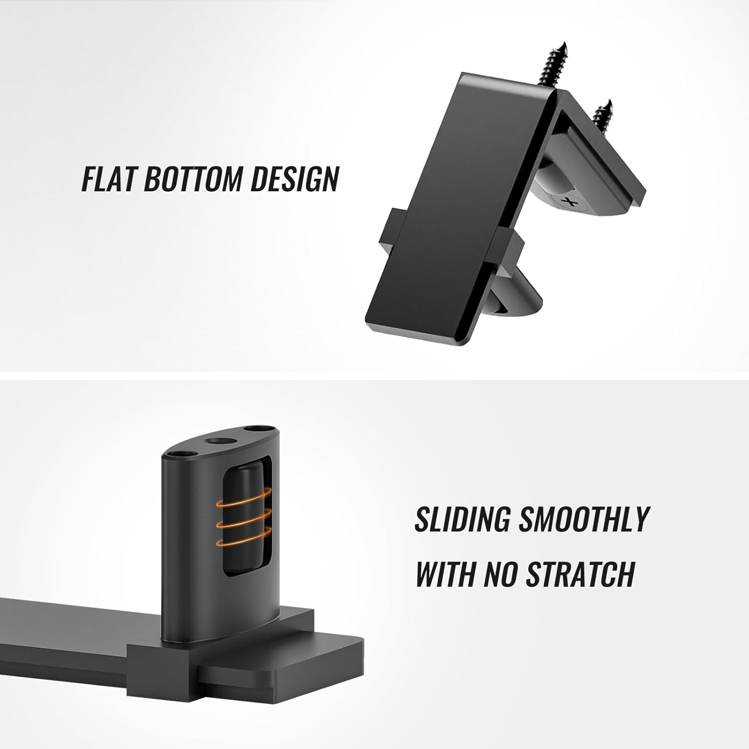 Adjustable Roller Sliding Barn Door Floor Guide for 2" Thick Doors - Easy Install, Wall Mount, Smooth & Quiet - Black