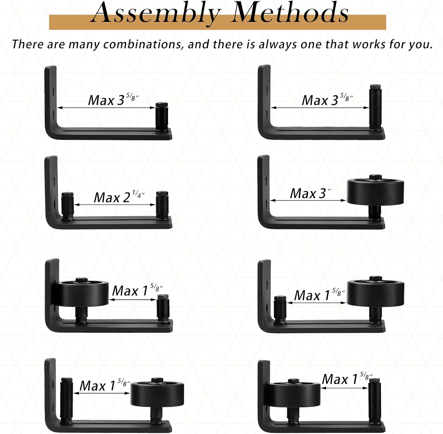 Adjustable Roller Sliding Barn Door Floor Guide Kit with Flush Design - 4 Pcs Wall Mount Bottom Hardware, Non-Scratch, 8 Setup Options
