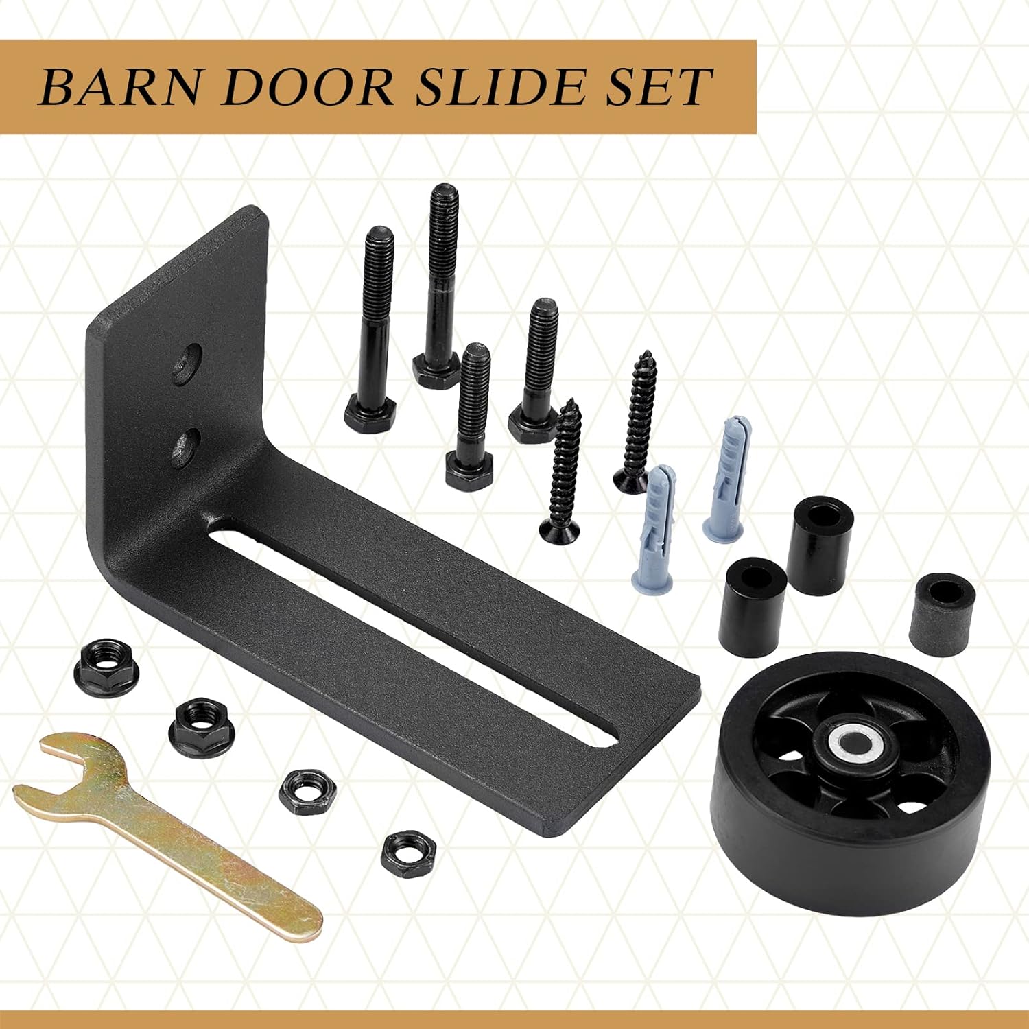 Adjustable Roller Sliding Barn Door Floor Guide Kit with Flush Design - 4 Pcs Wall Mount Bottom Hardware, Non-Scratch, 8 Setup Options