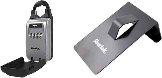 Adjustable Shackle Lock Box with 6 Key Capacity & Over The Door Lockbox