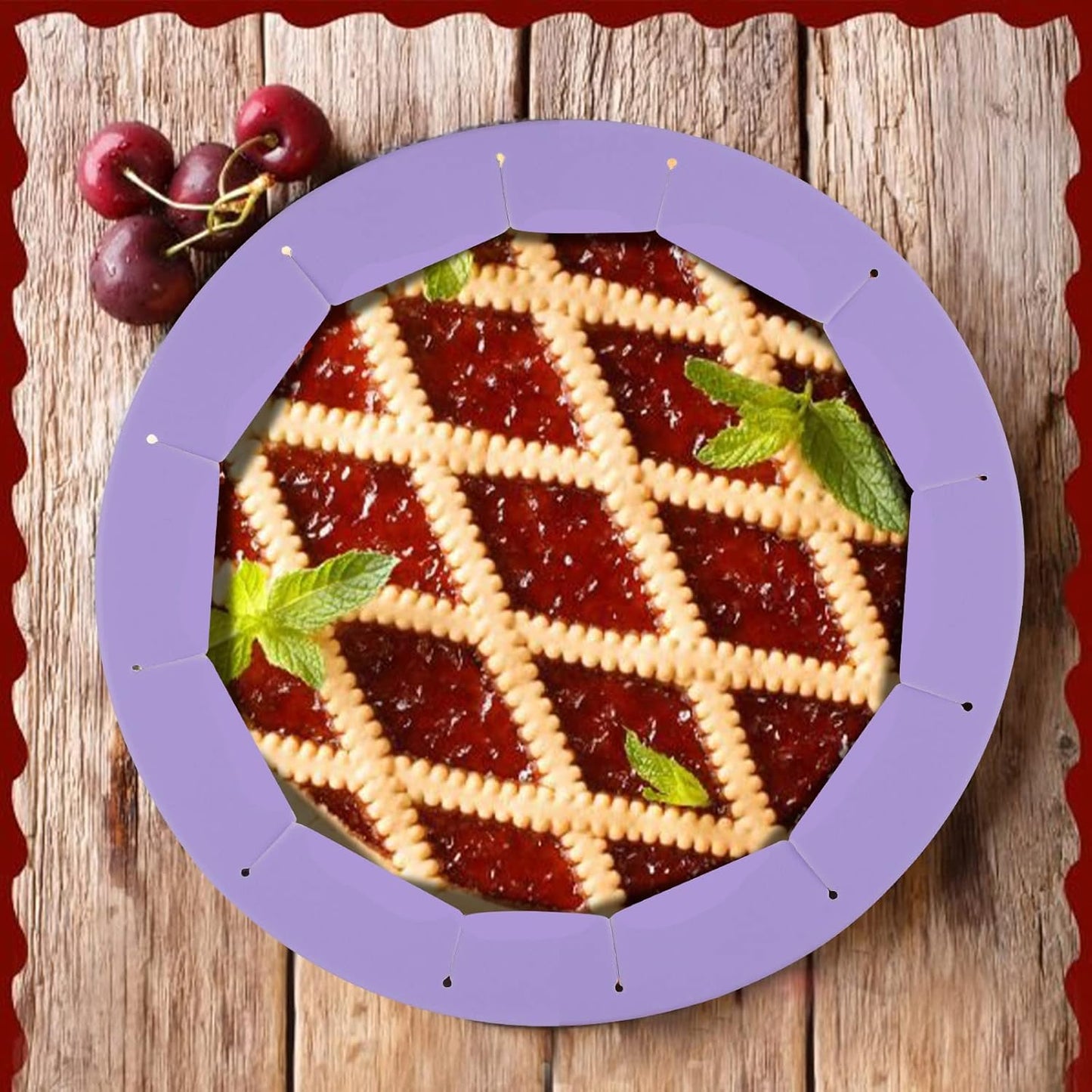 Adjustable Silicone Pie Crust Shield for Baking - Heavy Duty Pie Edge Protector for 8-10.5" Pans - Pie Saver Kit for Perfect Crusts