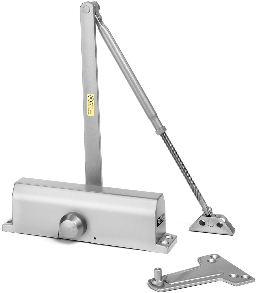 Adjustable Size 1-6 Heavy Duty Hydraulic Door Closer with 3 Springs - Series 3000 Aluminum Finish