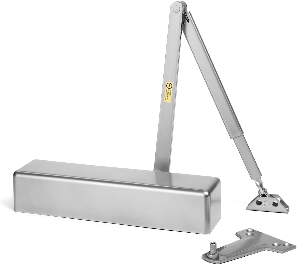 Adjustable Size 1-6 Heavy Duty Hydraulic Door Closer with 3 Springs - Series 3000 Aluminum Finish