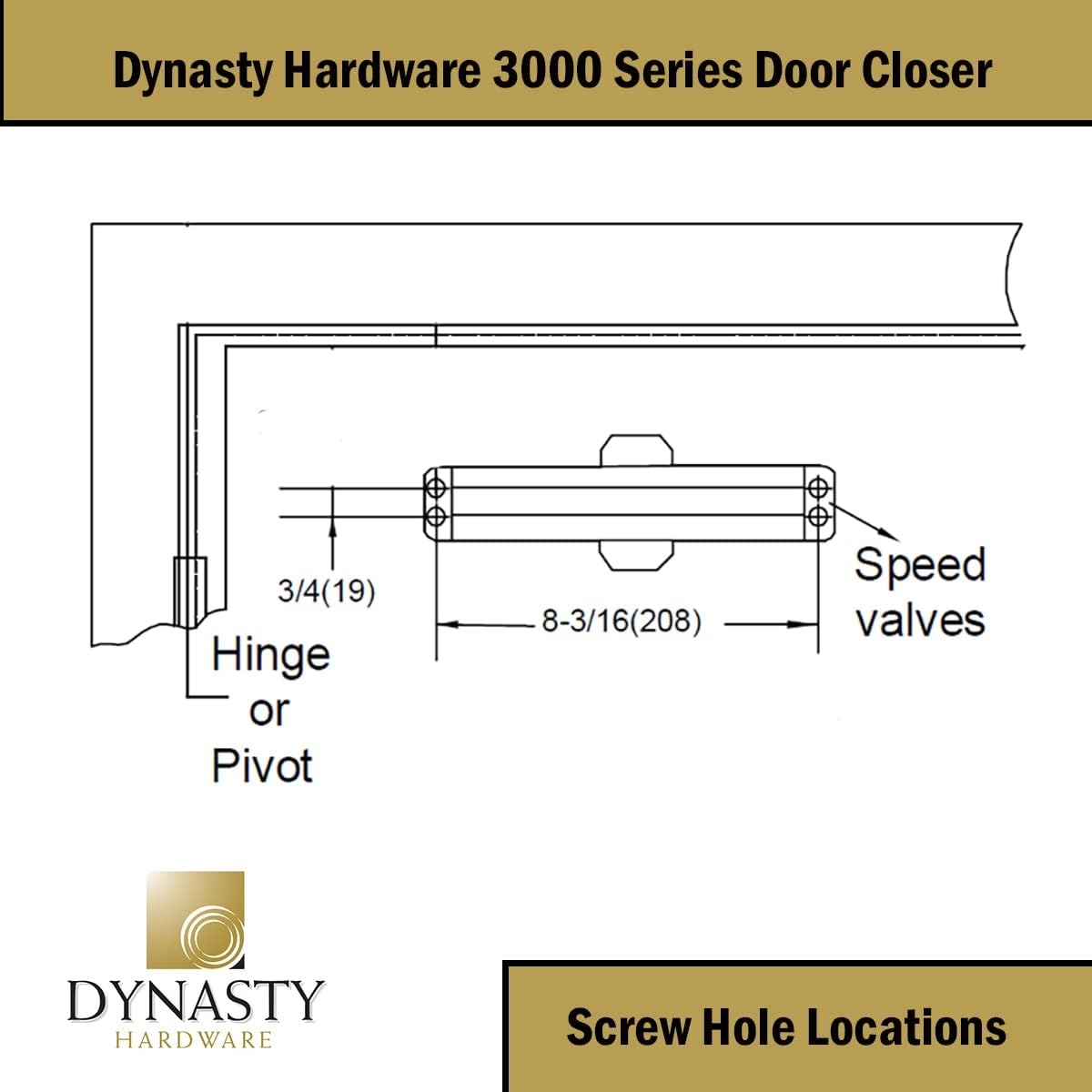 Adjustable Size 1-6 Heavy Duty Hydraulic Door Closer with 3 Springs - Series 3000 Aluminum Finish