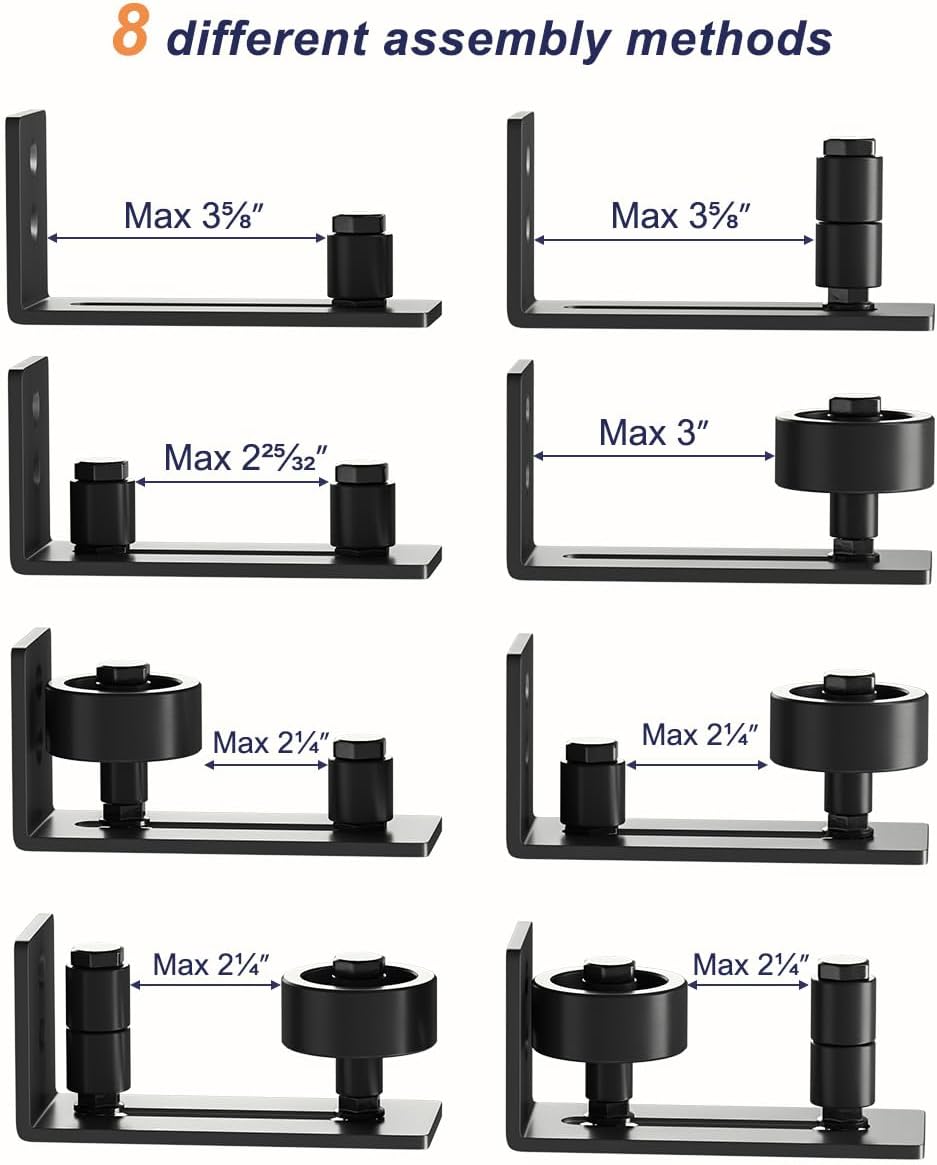 Adjustable Sliding Barn Door Floor Guide - 8 Setup Options - DIY Friendly Bottom Roller - Black Stay Roller - 1PCS - WildKart