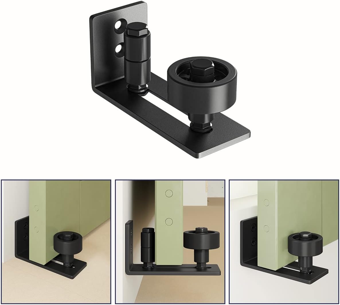 Adjustable Sliding Barn Door Floor Guide - 8 Setup Options - DIY Friendly Bottom Roller - Black Stay Roller - 1PCS - WildKart