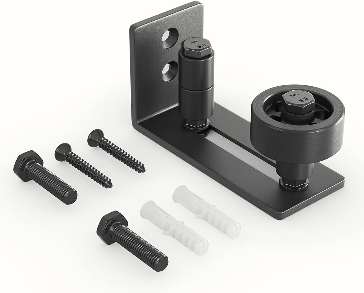 Adjustable Sliding Barn Door Floor Guide - 8 Setup Options - DIY Friendly Bottom Roller - Black Stay Roller - 1PCS - WildKart
