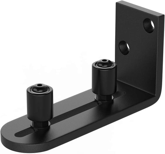 Adjustable Sliding Barn Door Floor Guide Kit with Smooth Ball Bearings - Wall Mount Roller for Small Spaces - Black