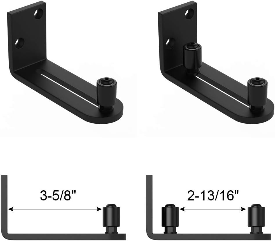 Adjustable Sliding Barn Door Floor Guide Kit with Smooth Ball Bearings - Wall Mount Roller for Small Spaces - Black