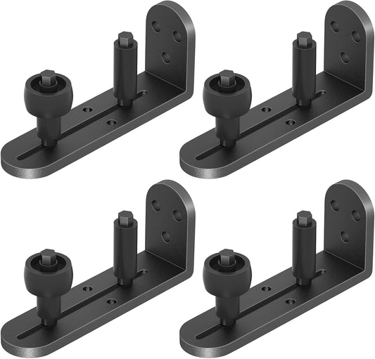 Adjustable Sliding Barn Door Floor Guide with 4PCS Rollers - Flush Bottom Design