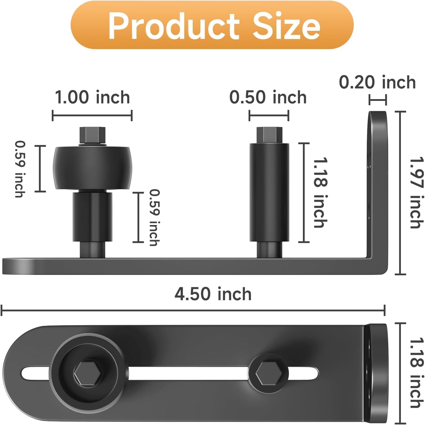 Adjustable Sliding Barn Door Floor Guide with 4PCS Rollers - Flush Bottom Design