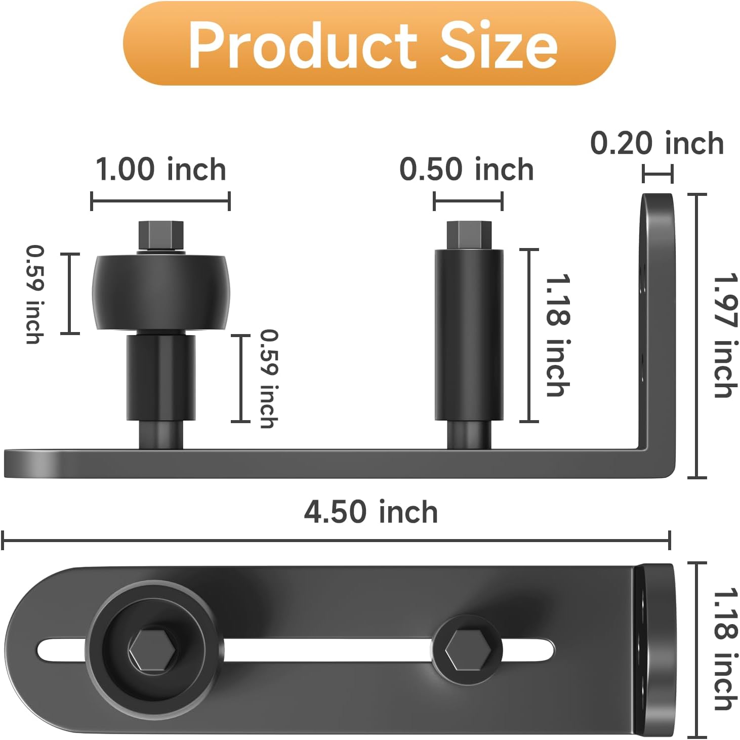 Adjustable Sliding Barn Door Floor Guide with 4PCS Rollers - Flush Bottom Design