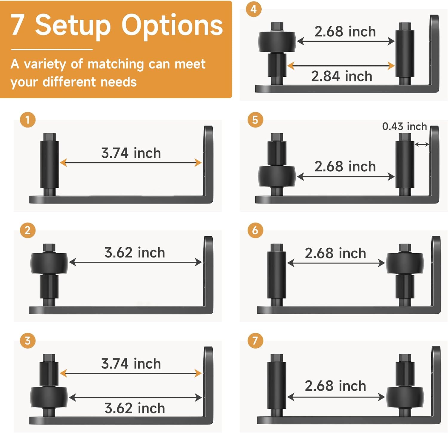 Adjustable Sliding Barn Door Floor Guide with 4PCS Rollers - Flush Bottom Design