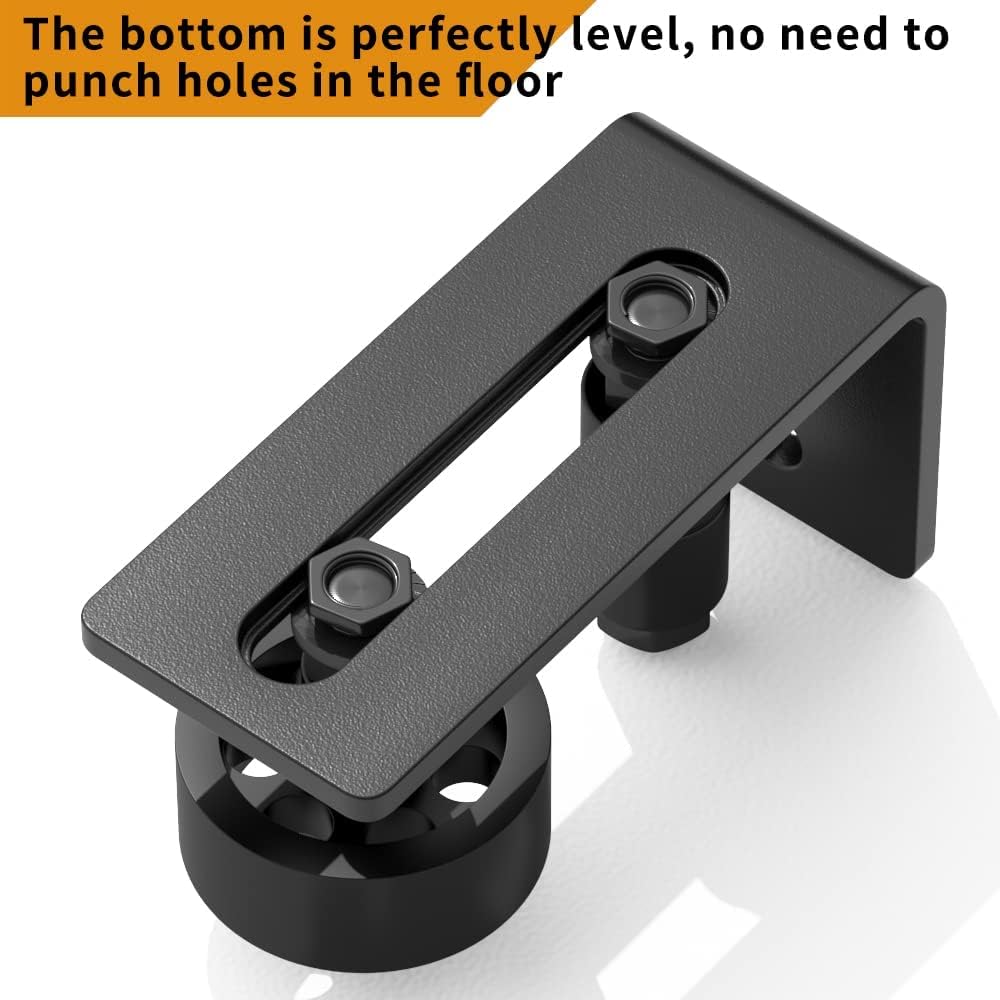 Adjustable Sliding Barn Door Floor Guide with 8 Setup Options - Wall Mount, Stay Roller, Flush Flat Bottom Design - Black (2 Pack)