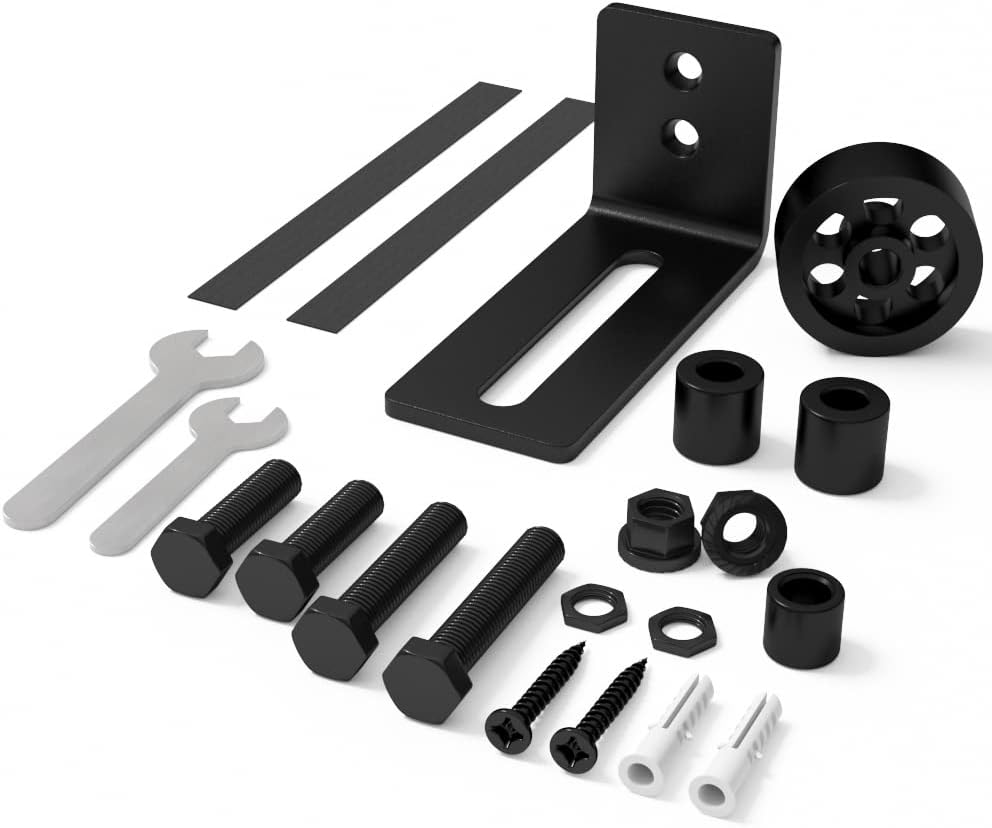 Adjustable Sliding Barn Door Floor Guide with 8 Setup Options - Wall Mount, Stay Roller, Flush Flat Bottom Design - Black (2 Pack)