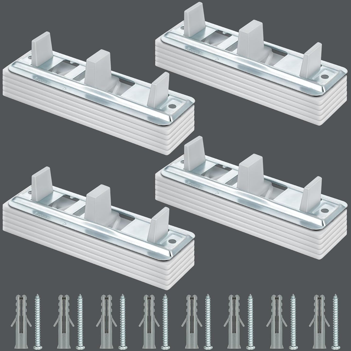 Adjustable Sliding Closet Door Floor Guide with Carpet Risers - Set of 4 Pieces for 3/4" to 1 1/4" Thick Doors