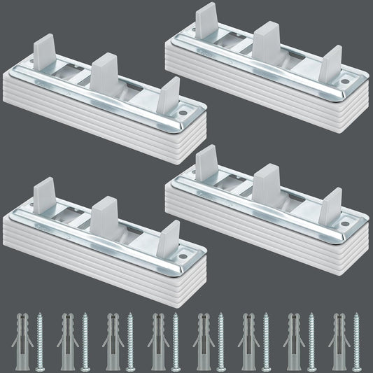 Adjustable Sliding Closet Door Floor Guide with Carpet Risers - Set of 4 Pieces for 3/4" to 1 1/4" Thick Doors