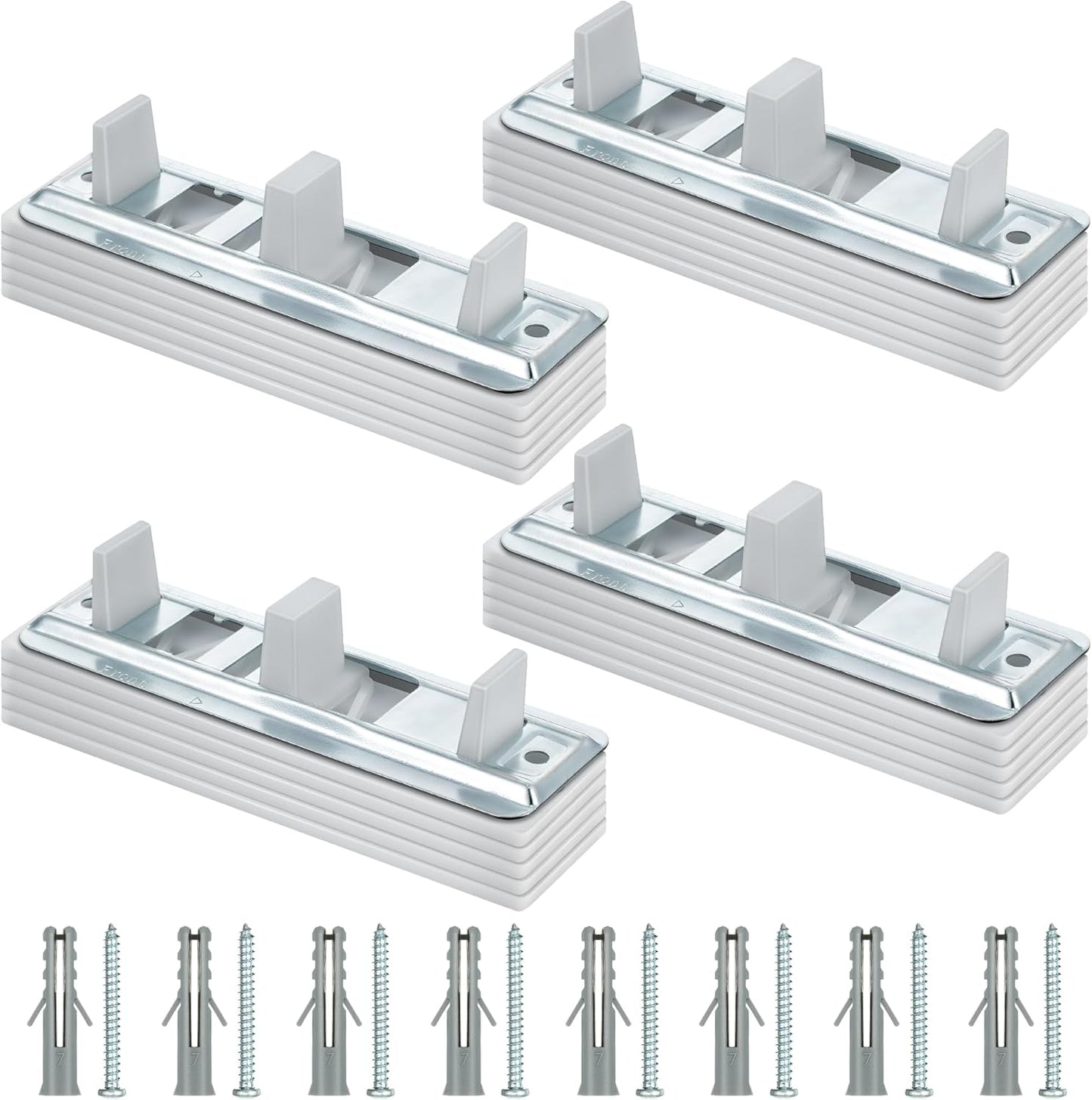 Adjustable Sliding Closet Door Floor Guide with Carpet Risers - Set of 4 Pieces for 3/4" to 1 1/4" Thick Doors