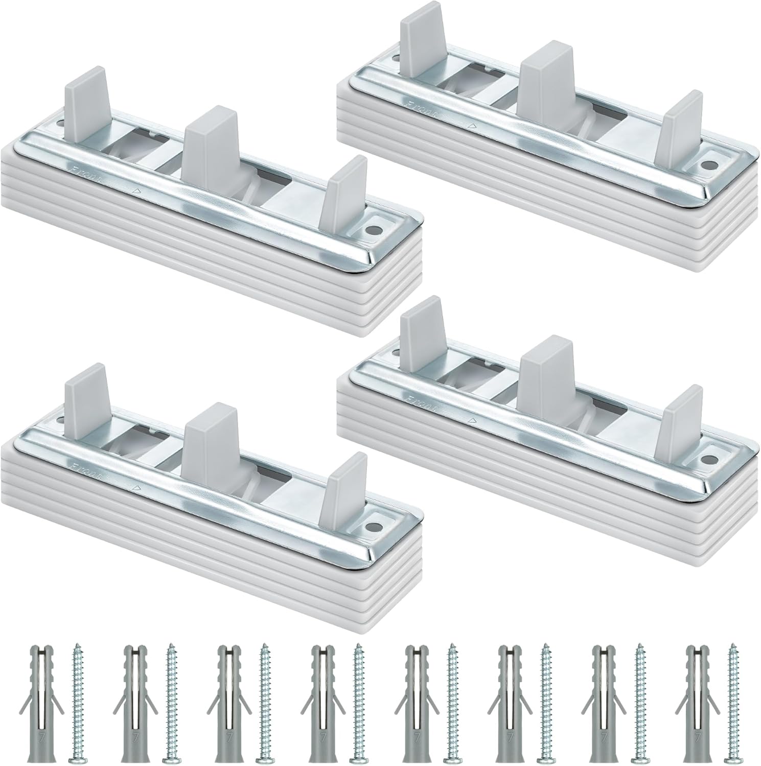 Adjustable Sliding Closet Door Floor Guide with Carpet Risers - Set of 4 Pieces for 3/4" to 1 1/4" Thick Doors