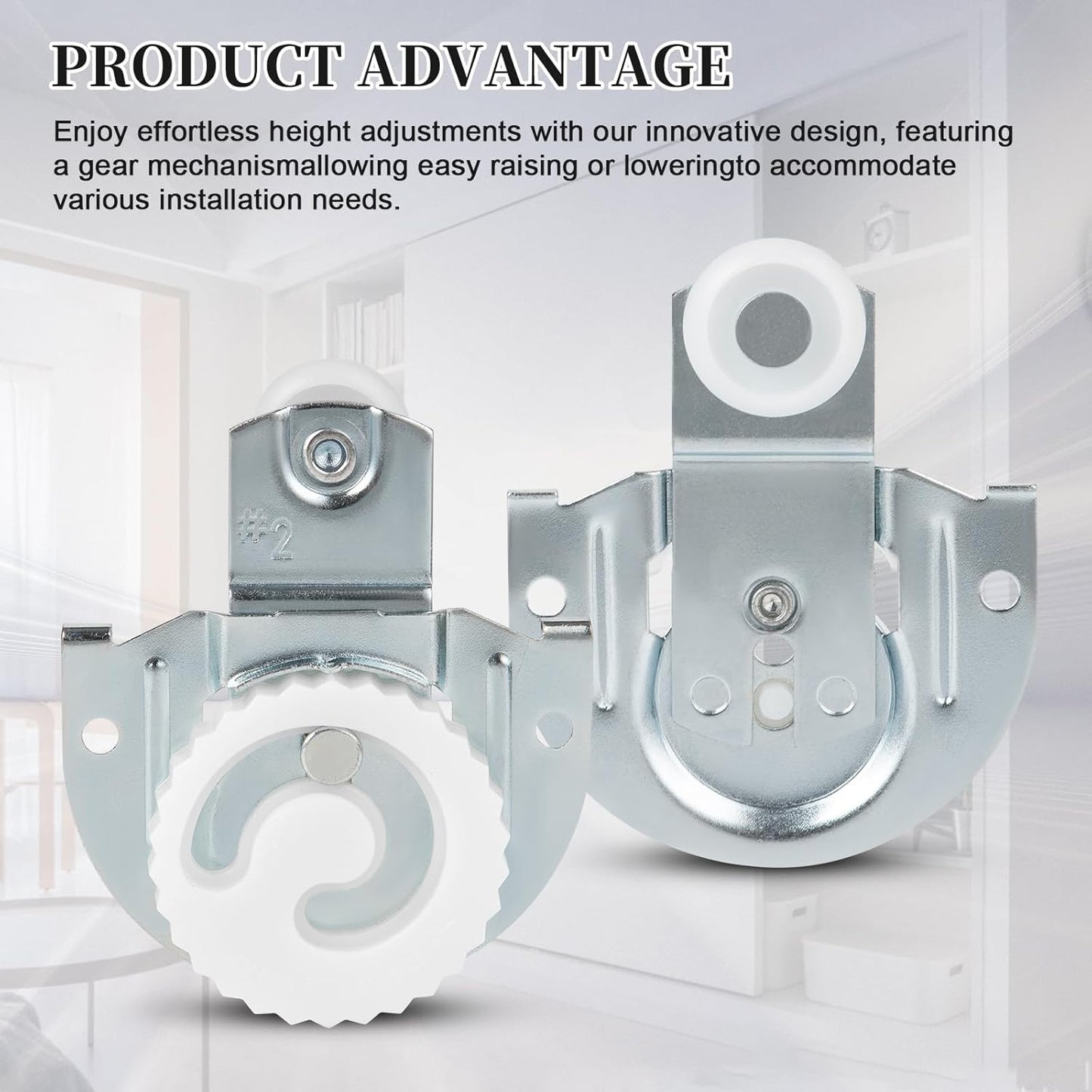 Adjustable Sliding Closet Door Hardware Set with Roller Kit, Knob, Hooks, and Screws for Wardrobe Doors
