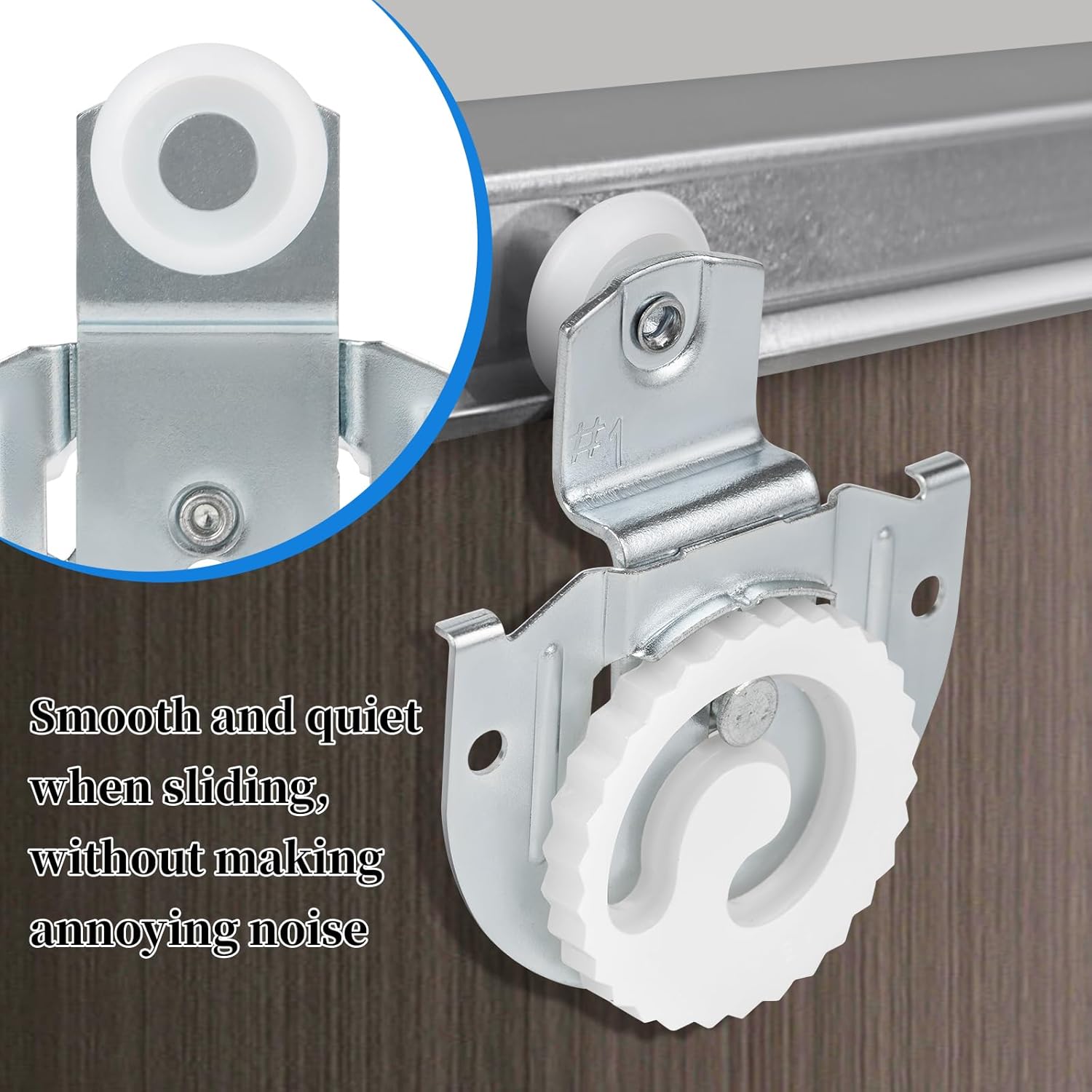 Adjustable Sliding Closet Door Hardware Set with Roller Kit, Knob, Hooks, and Screws for Wardrobe Doors