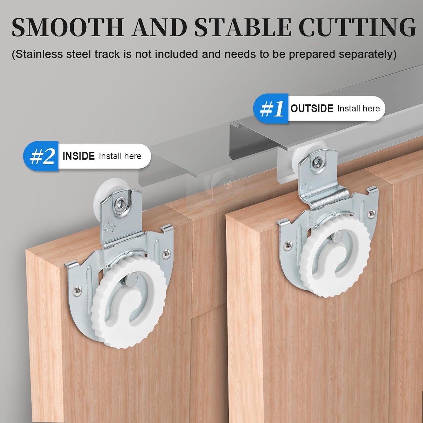 Adjustable Sliding Closet Door Hardware Set with Roller Kit, Knob, Hooks, and Screws for Wardrobe Doors