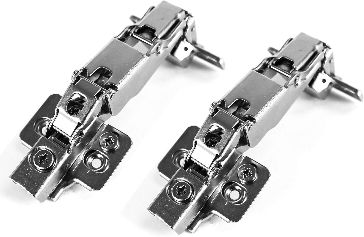 Adjustable Soft Close Frameless Cabinet Door Hinges - 2 Pack 165 Degree Concealed Hydraulic Mounting Hinges for Wardrobe - Nickel-Plated Steel Buffer Dampers - Full Overlay - 1 Pair