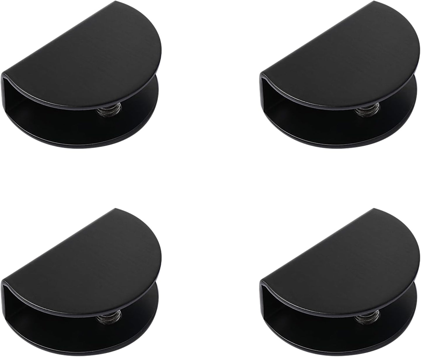 Adjustable Stainless Steel Glass Shelf Brackets Clips - Set of 4, Ideal for 10mm Glass, Acrylic, Wood - Square Shelf Clamp in Black - Medium Size