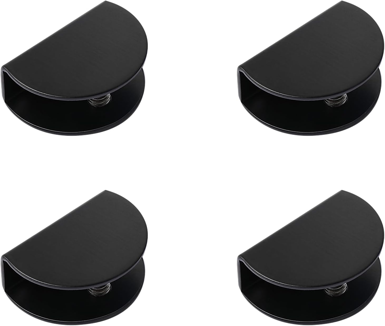 Adjustable Stainless Steel Glass Shelf Brackets Clips - Set of 4, Ideal for 10mm Glass, Acrylic, Wood - Square Shelf Clamp in Black - Medium Size