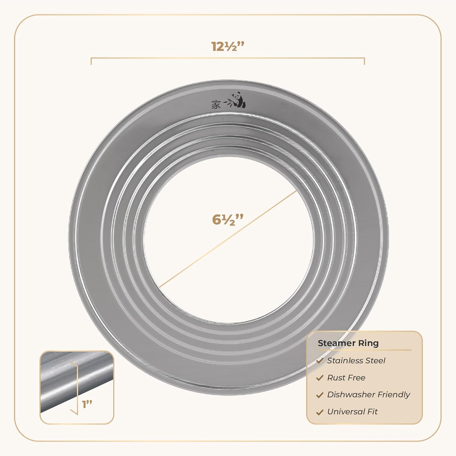 Adjustable Stainless Steel Steamer Ring Adapter for 7-12" Bamboo Baskets - Perfect for Cooking Dumplings, Dim Sum, Veggies, and More