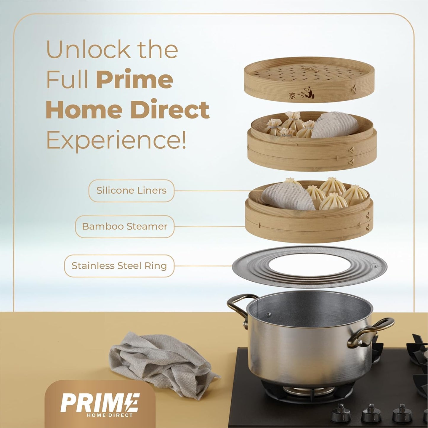 Adjustable Stainless Steel Steamer Ring Adapter for 7-12" Bamboo Baskets - Perfect for Cooking Dumplings, Dim Sum, Veggies, and More