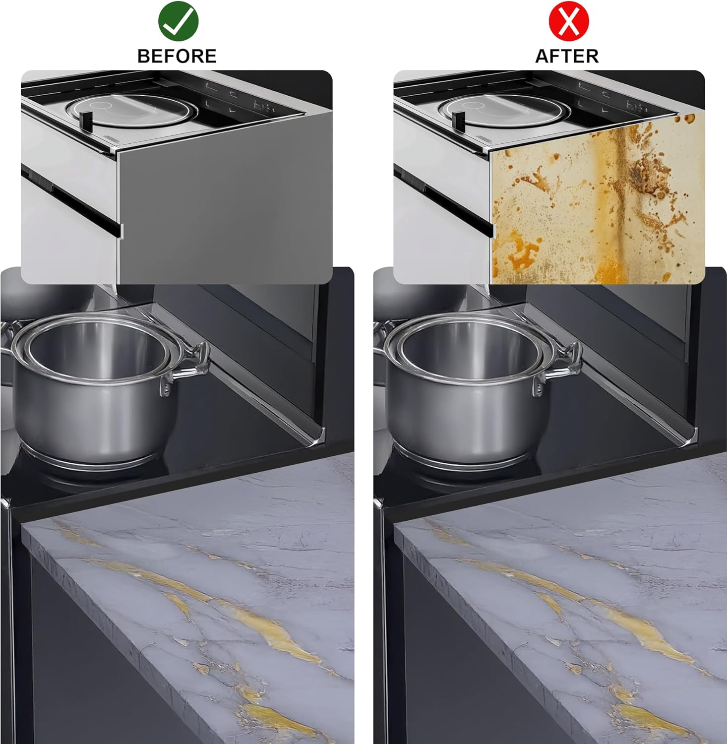 Adjustable Stainless Steel Stove Gap Cover 2 Pack for Kitchen, Oven, and Counter - 13.8" to 27.6