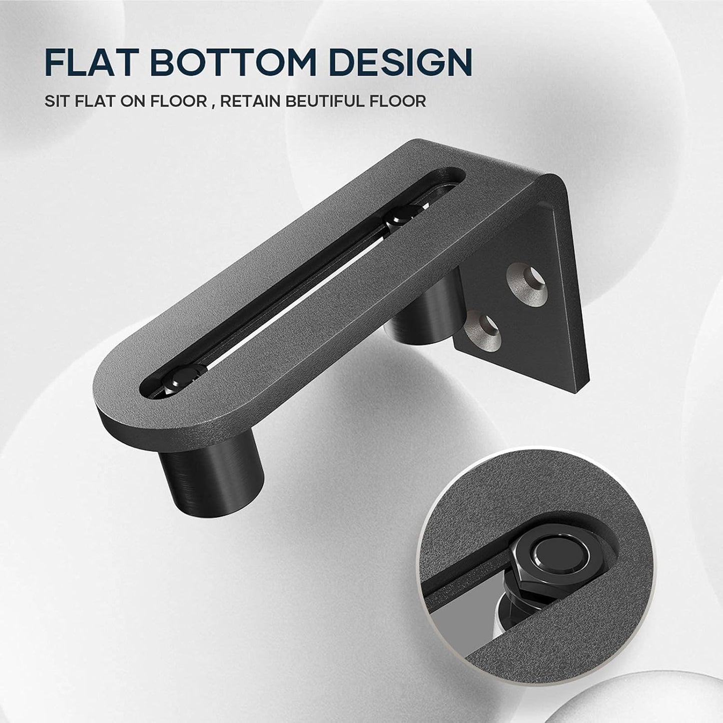 Adjustable Stay Roller Guide for Sliding Barn Doors - Wall Mount System, Ball Bearings, Flush Flat Bottom Design - Easy Installation, Fits All Door Sizes - Black