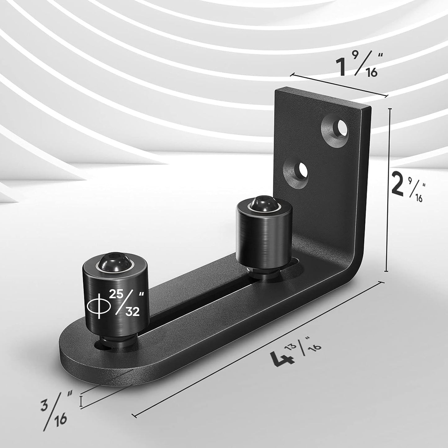 Adjustable Stay Roller Guide for Sliding Barn Doors - Wall Mount System, Ball Bearings, Flush Flat Bottom Design - Easy Installation, Fits All Door Sizes - Black