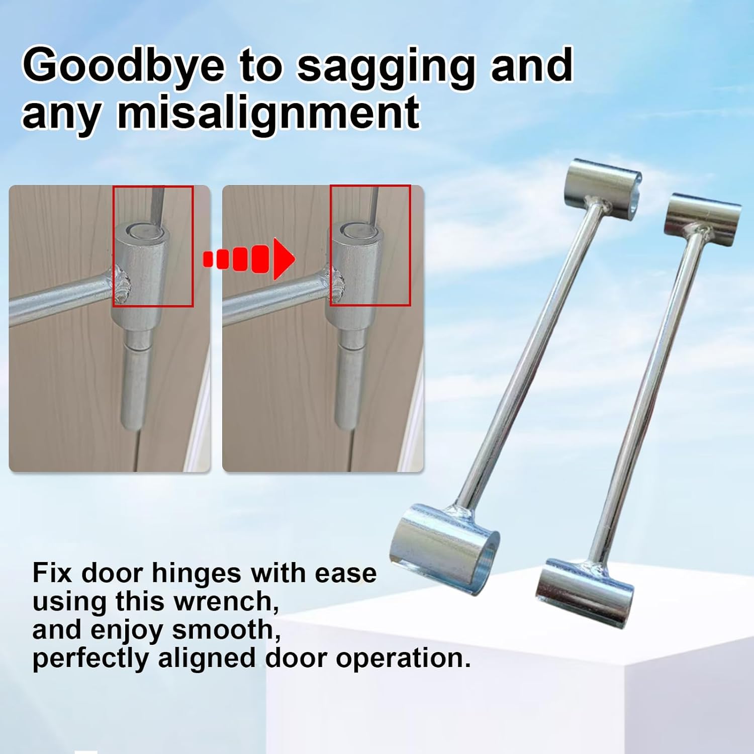Adjustable Steel Door Hinge Repair Tool for Round Bolts (0.315-0.75in) - Double-ended Wrench for Heavy-duty Gap Adjustment